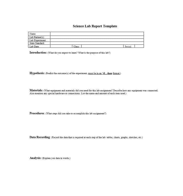 Science Lab Report Template