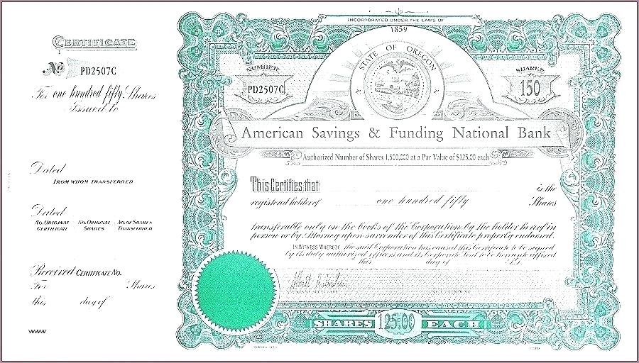 Share Certificate Template Australia