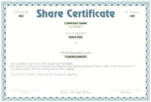 Share Certificate Template Companies House