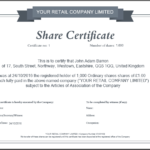 Shareholding Certificate Template