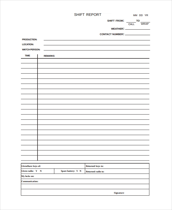 Shift Report Template