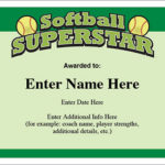 Softball Award Certificate Template