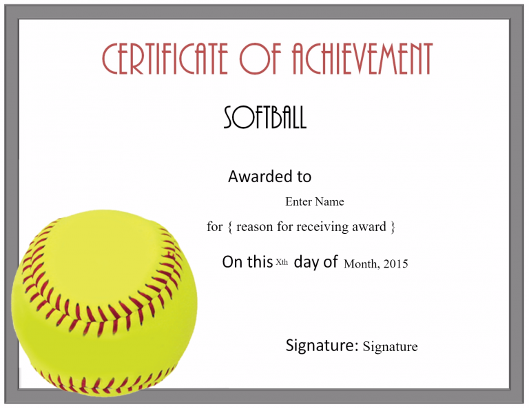 Softball Certificate Templates