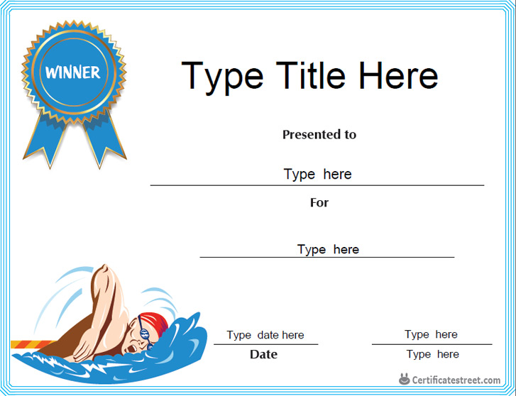 Swimming Certificate Templates Free