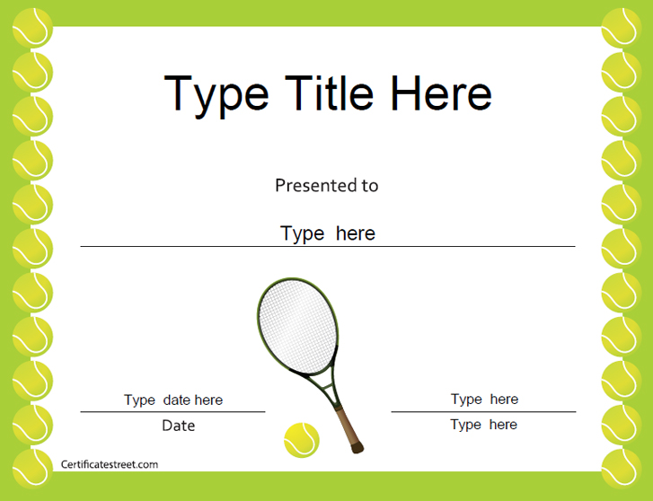 Tennis Certificate Template Free