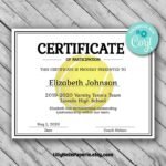 Tennis Certificate Template Free