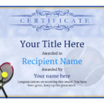 Tennis Certificate Template Free