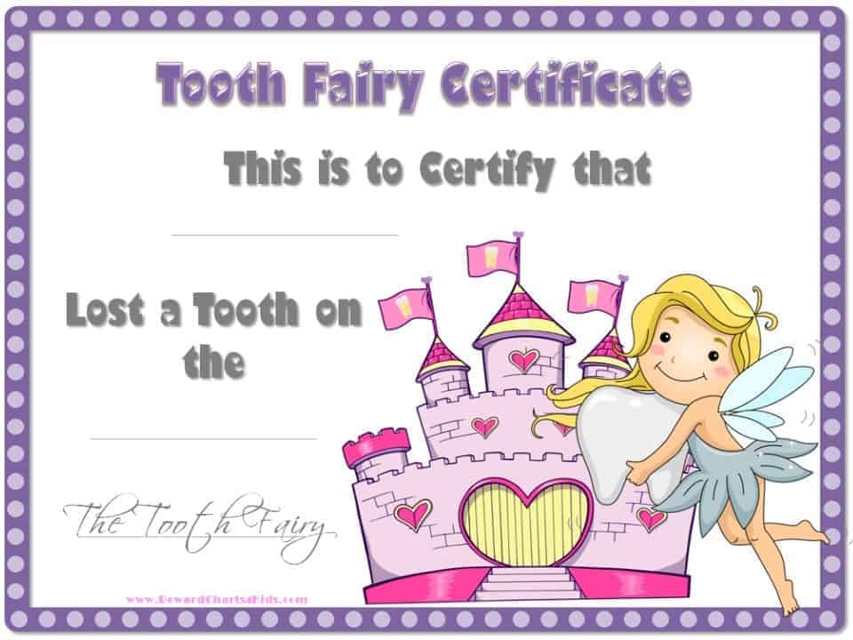 Tooth Fairy Certificate Template Free