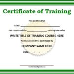 Training Certificate Template Word Format