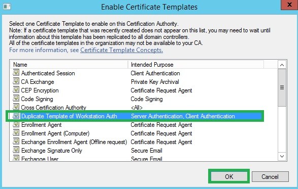 Workstation Authentication Certificate Template