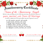 Anniversary Certificate Template Free