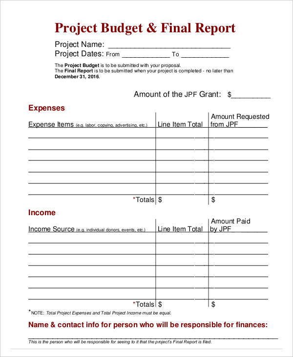 Annual Budget Report Template