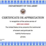 Army Certificate Of Achievement Template