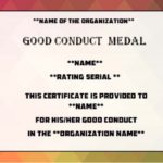 Army Good Conduct Medal Certificate Template