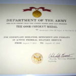 Army Good Conduct Medal Certificate Template