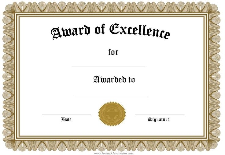 Award Certificate Templates Word 2007