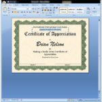 Award Certificate Templates Word 2007