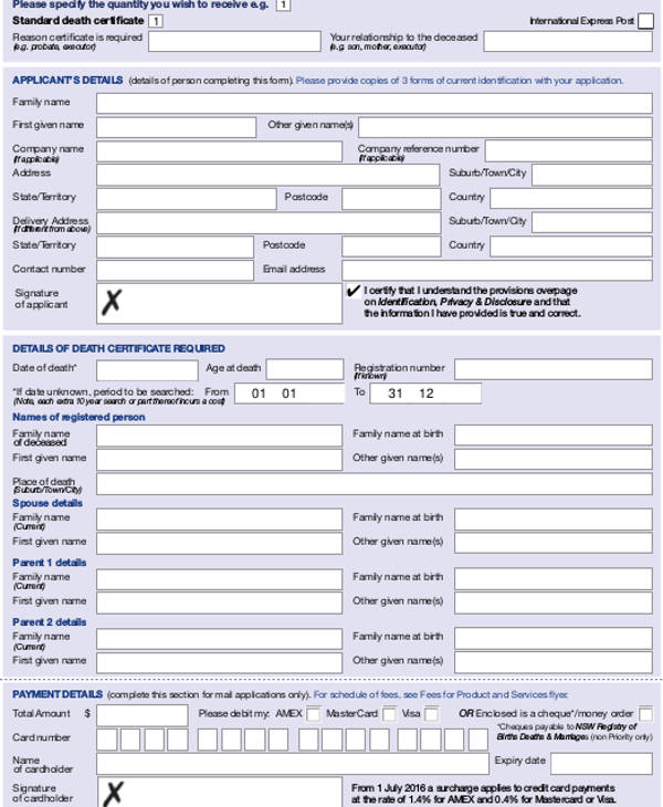 Baby Death Certificate Template