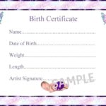 Baby Doll Birth Certificate Template