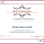 Best Performance Certificate Template