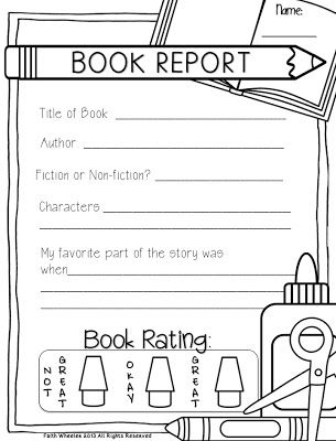 Book Report Template Grade 1