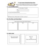 Book Report Template Grade 1