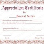 Certificate For Years Of Service Template