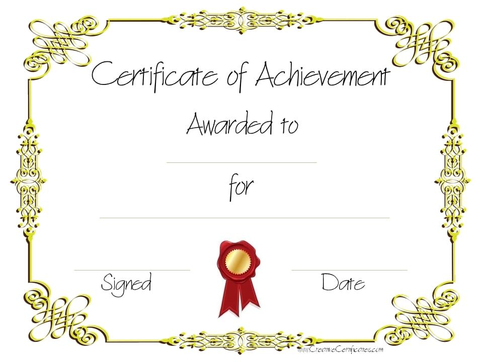 Certificate Of Accomplishment Template Free