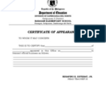 Certificate Of Appearance Template