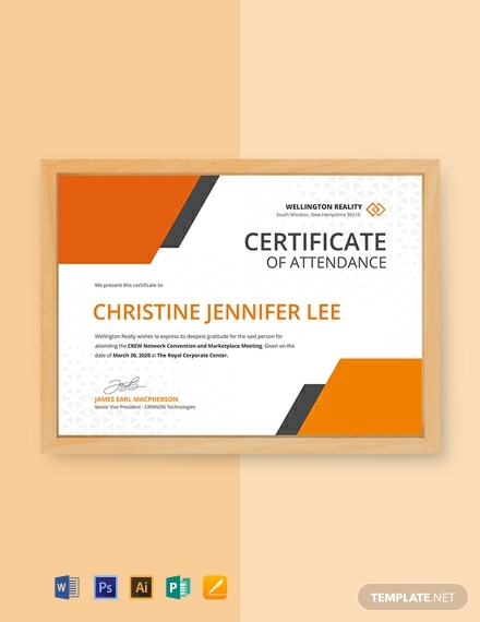 Certificate Of Attendance Conference Template