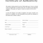 Certificate Of Authenticity Photography Template