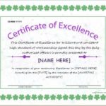 Certificate Of Excellence Template Word