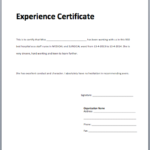 Certificate Of Experience Template