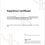 Certificate Of Experience Template