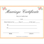 Certificate Of Marriage Template