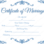 Certificate Of Marriage Template