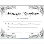 Certificate Of Marriage Template