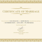 Certificate Of Marriage Template