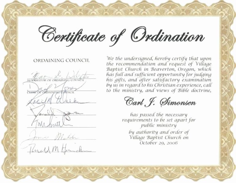 Certificate Of Ordination Template 5 Templates Example Templates