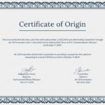 Certificate Of Origin For A Vehicle Template