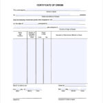 Certificate Of Origin Form Template