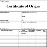 Certificate Of Origin Form Template