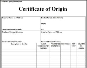 Certificate Of Origin Form Template | TEMPLATES EXAMPLE