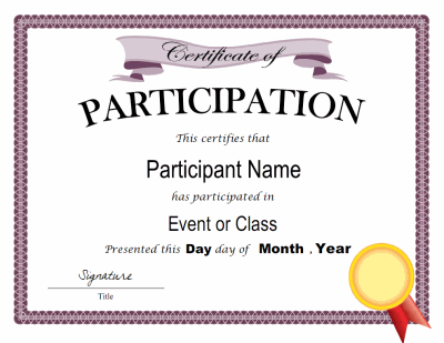 Certificate Of Participation Template Pdf