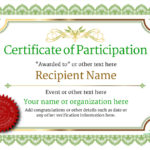 Certificate Of Participation Template Pdf