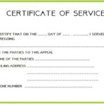 Certificate Of Service Template Free