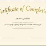 Certification Of Completion Template