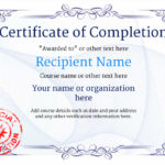 Certification Of Completion Template