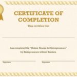 Certification Of Completion Template