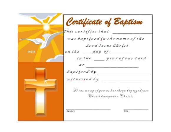 Christian Baptism Certificate Template